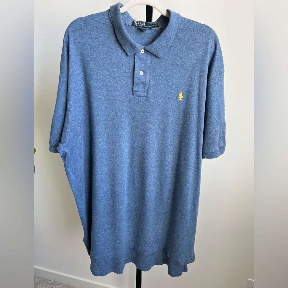Polo Ralph Lauren Heather Blue Polo Shirt Yellow Pony XXL Preppy Classic - Picture 3 of 7
